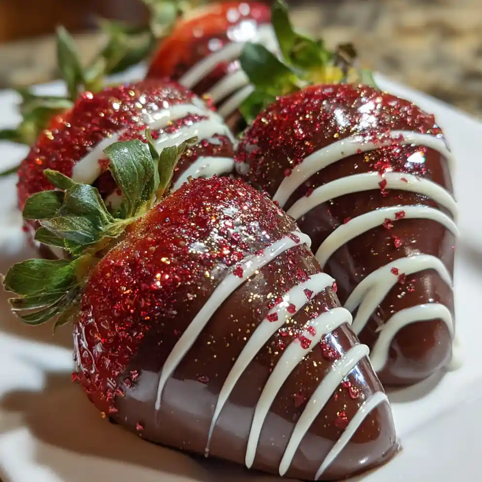 Chocolate Covered Strawberries Recipe With White Drizzle And Ruby Dust 4 chocolate covered strawberries recipe With White Drizzle and Ruby Dust