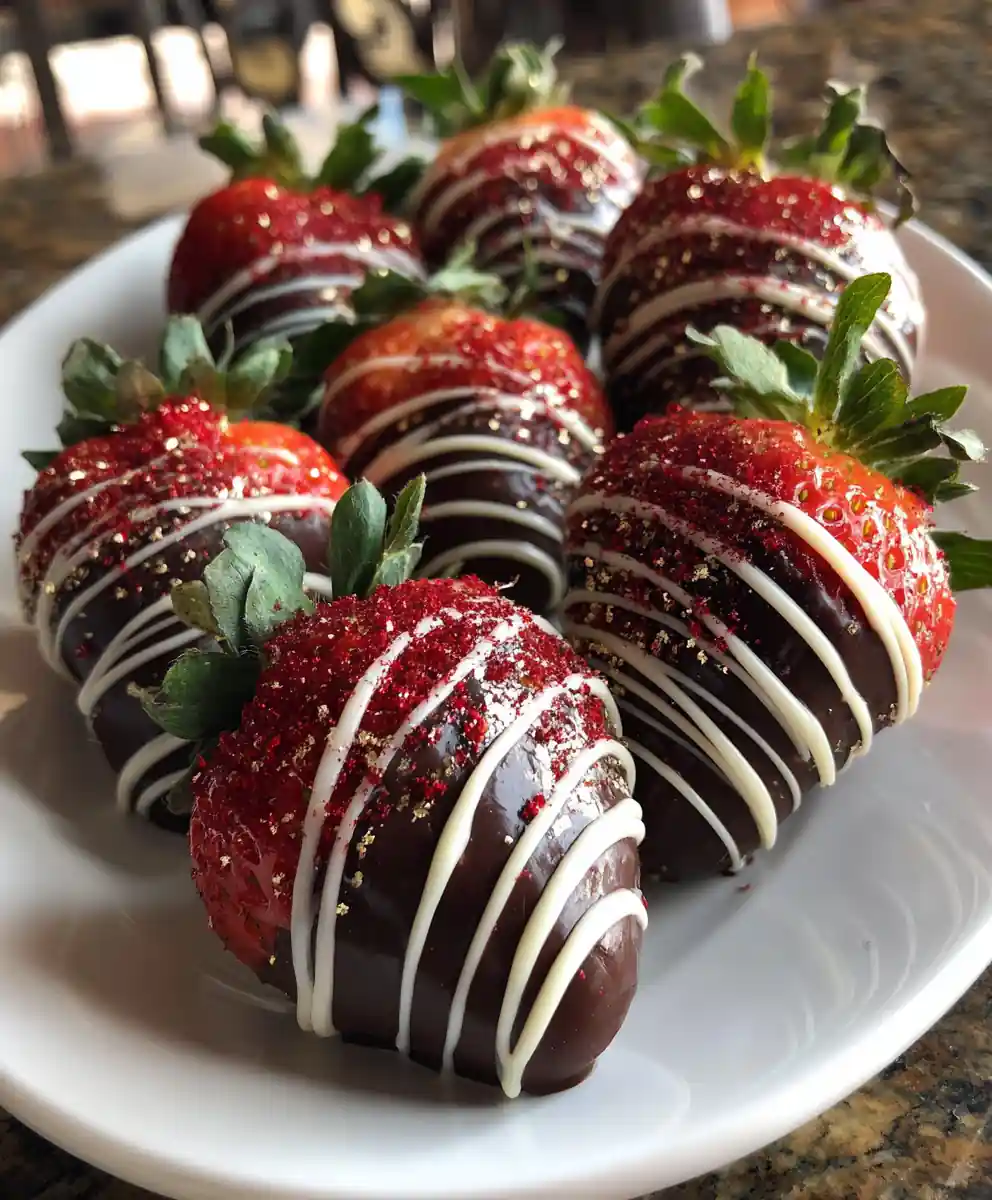 Chocolate Covered Strawberries Recipe With White Drizzle And Ruby Dust 5 chocolate covered strawberries recipe With White Drizzle and Ruby Dust