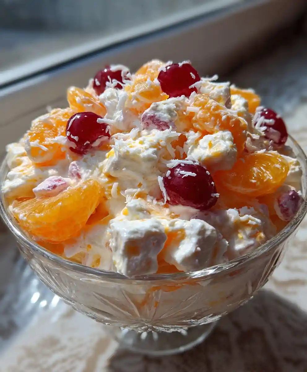 Recipe For Ambrosia Salad With Tangerine And Cherry Glow 5 recipe for ambrosia salad with Tangerine and Cherry Glow