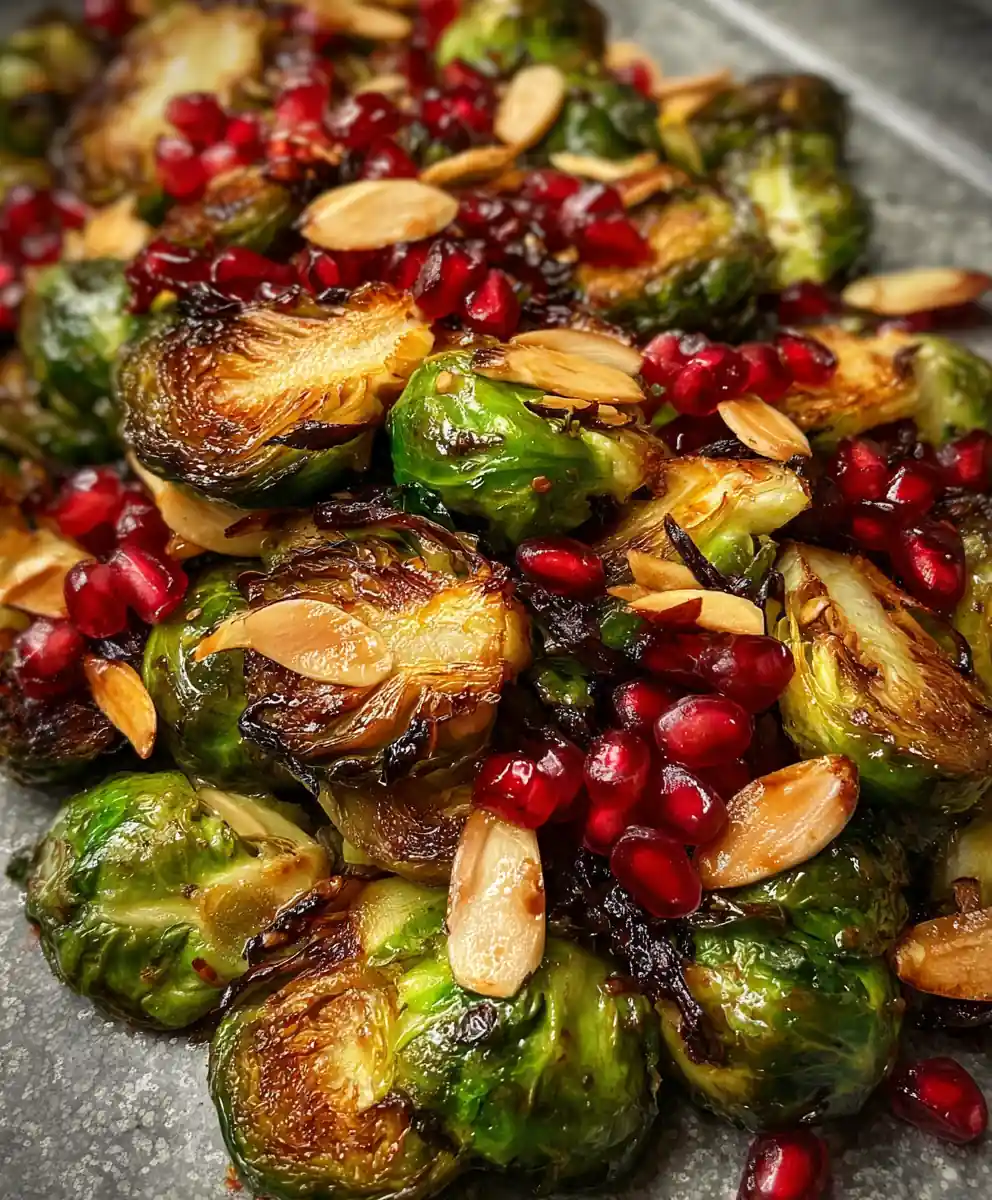 Roasted Brussel Sprouts Recipe With Pomegranate Glaze And Toasted Almonds 5 roasted brussel sprouts recipe with Pomegranate Glaze and Toasted Almonds