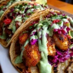 Fish Tacos Recipe Red Cabbage Slaw And Avocado Crema 1762472317.399141