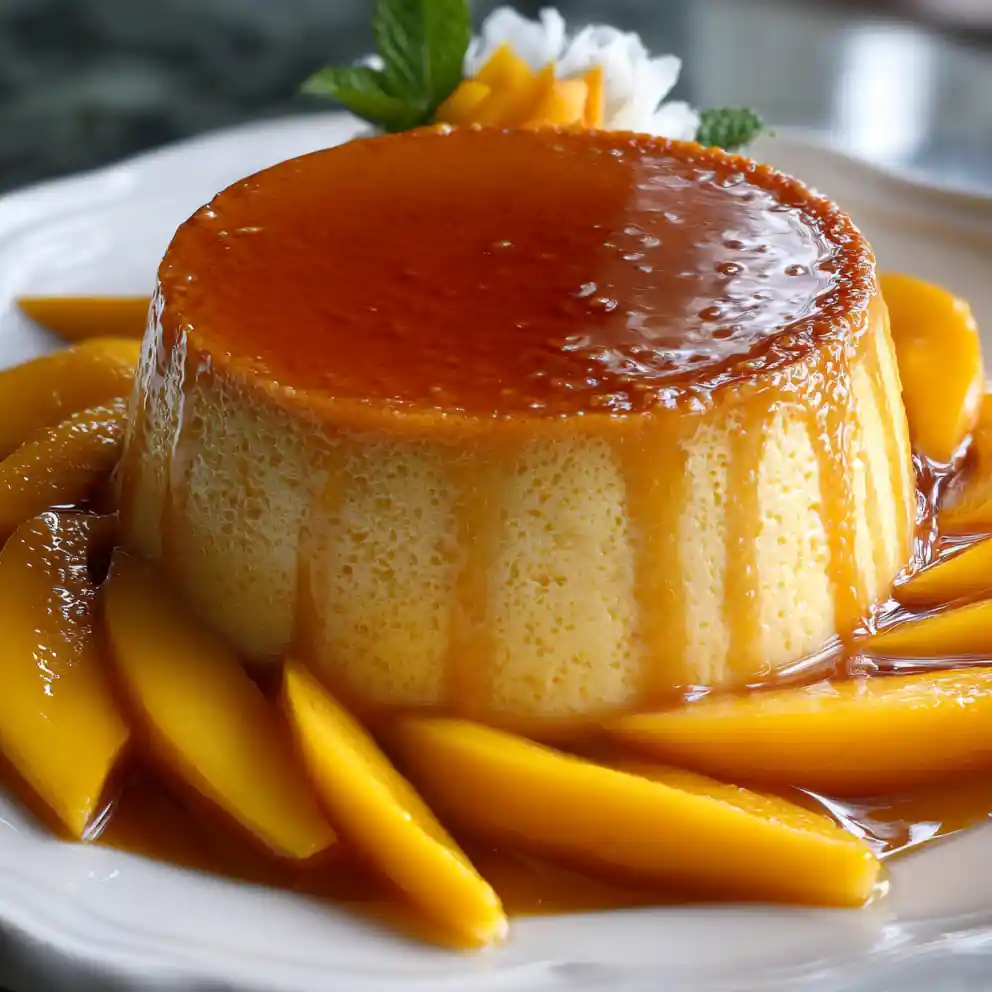 Flan Recipe Burnt Sugar Top With Mango Fans 4 flan recipe Burnt Sugar Top With Mango Fans