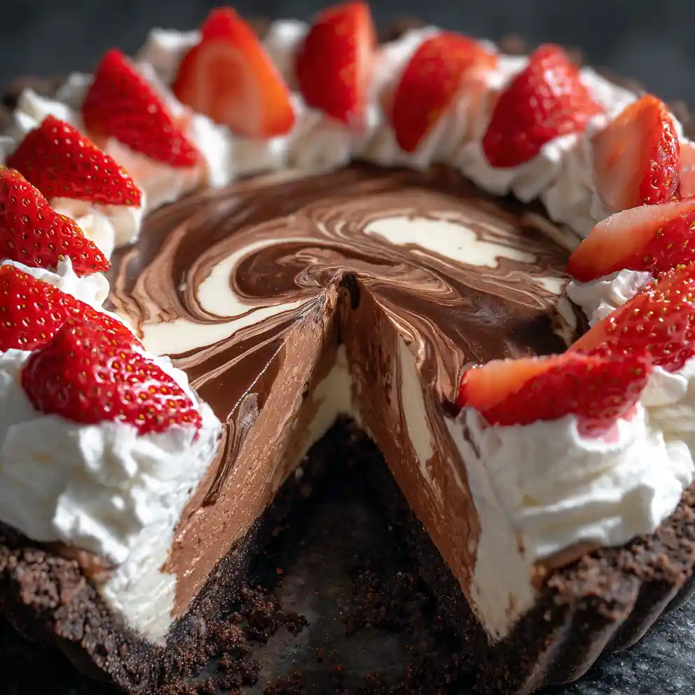 French Silk Pie Recipe Dark Swirl With Strawberry Fan 4 french silk pie recipe Dark Swirl With Strawberry Fan