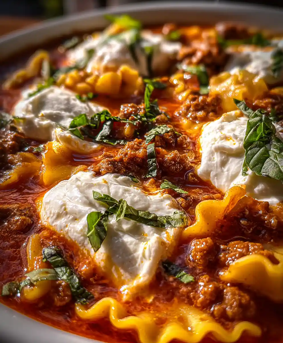 Lasagna Soup Recipe Tomato Basil Broth With Ricotta Dollops 5 lasagna soup recipe Tomato Basil Broth With Ricotta Dollops
