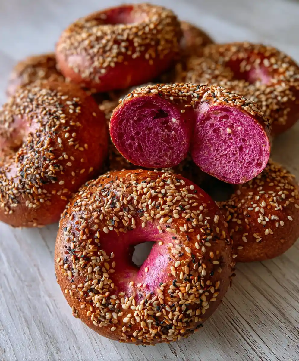 Sourdough Bagels Recipe Beet Sesame Swirl Rings 5 sourdough bagels recipe Beet Sesame Swirl Rings