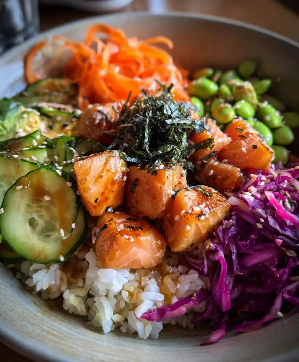Sushi Bowl Recipe Rainbow Veg And Salmon Cubes 5 sushi bowl recipe Rainbow Veg and Salmon Cubes