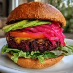 Veggie Burger Recipe Beet Patty With Pickled Onions 1762685087.0201178