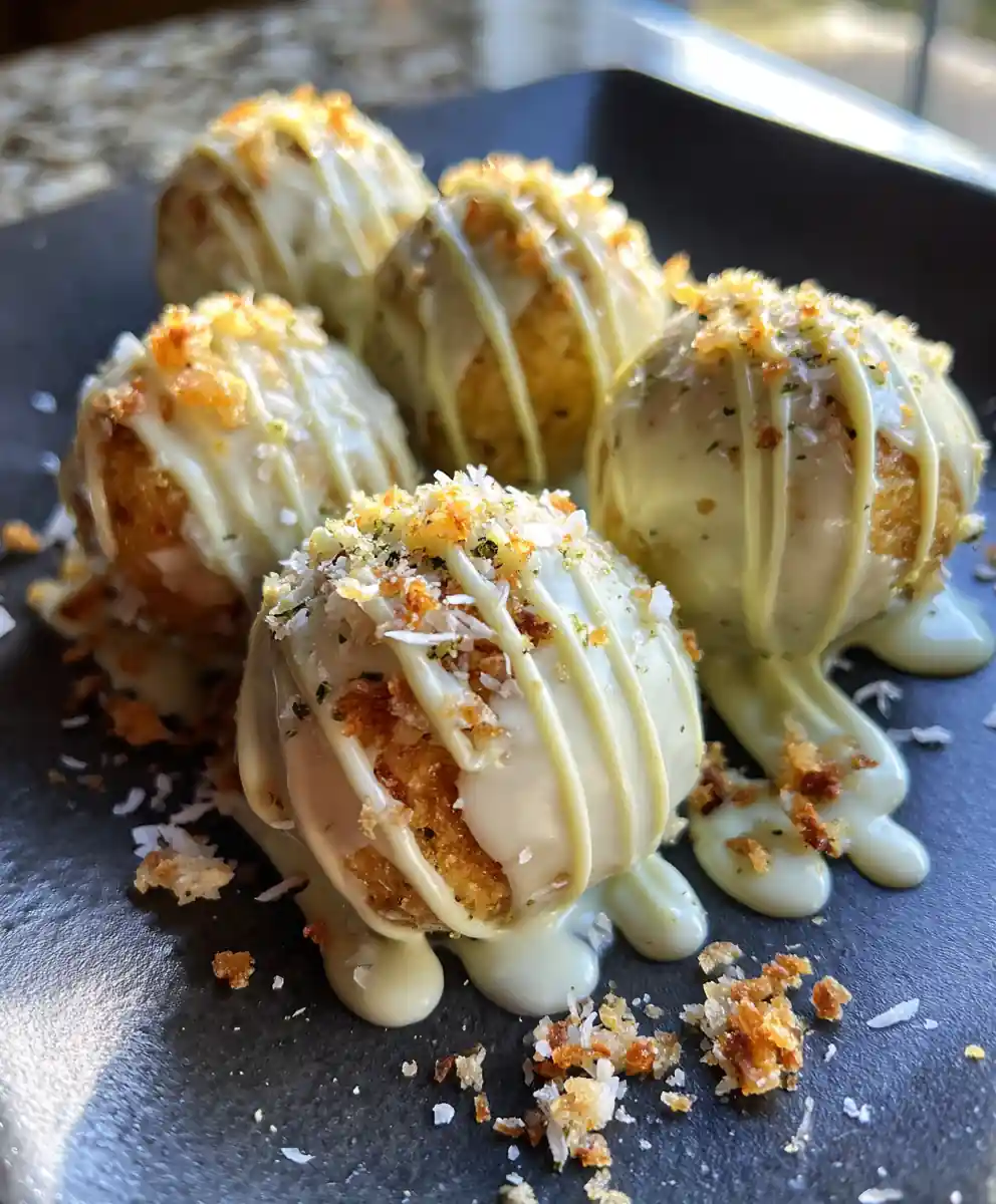 Butterfinger Balls With Matcha White Chocolate Drizzle 5 Butterfinger Balls with Matcha White Chocolate Drizzle