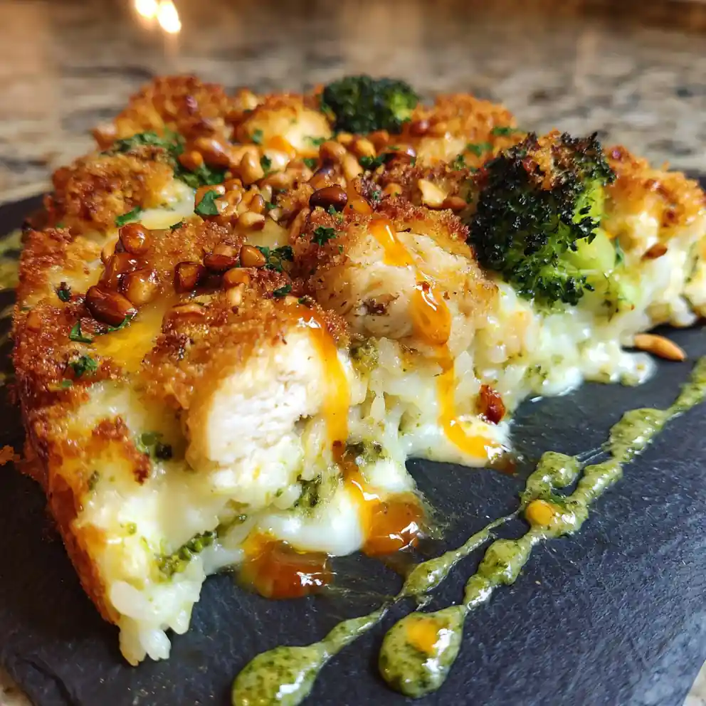 Cheesy Chicken, Broccoli & Rice Casserole With Sun Dried Tomato Pesto Swirl 4 Cheesy Chicken, Broccoli & Rice Casserole with Sun Dried Tomato Pesto Swirl