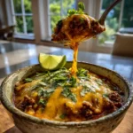 Cheesy Ground Beef Enchilada Chili With Roasted Poblano Corn Swirl 1767850874.65886