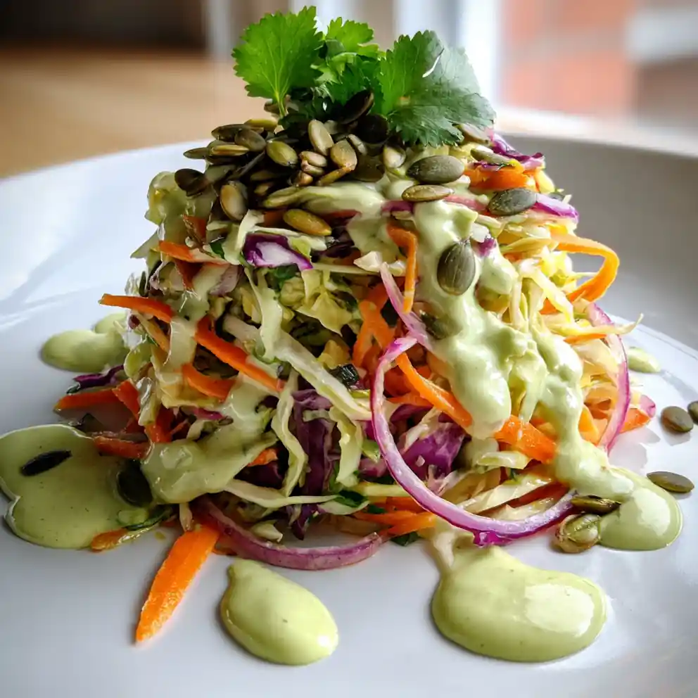 Chipotle Lime Mexican Coleslaw With Avocado Crema Swirl 4 Chipotle Lime Mexican Coleslaw with Avocado Crema Swirl