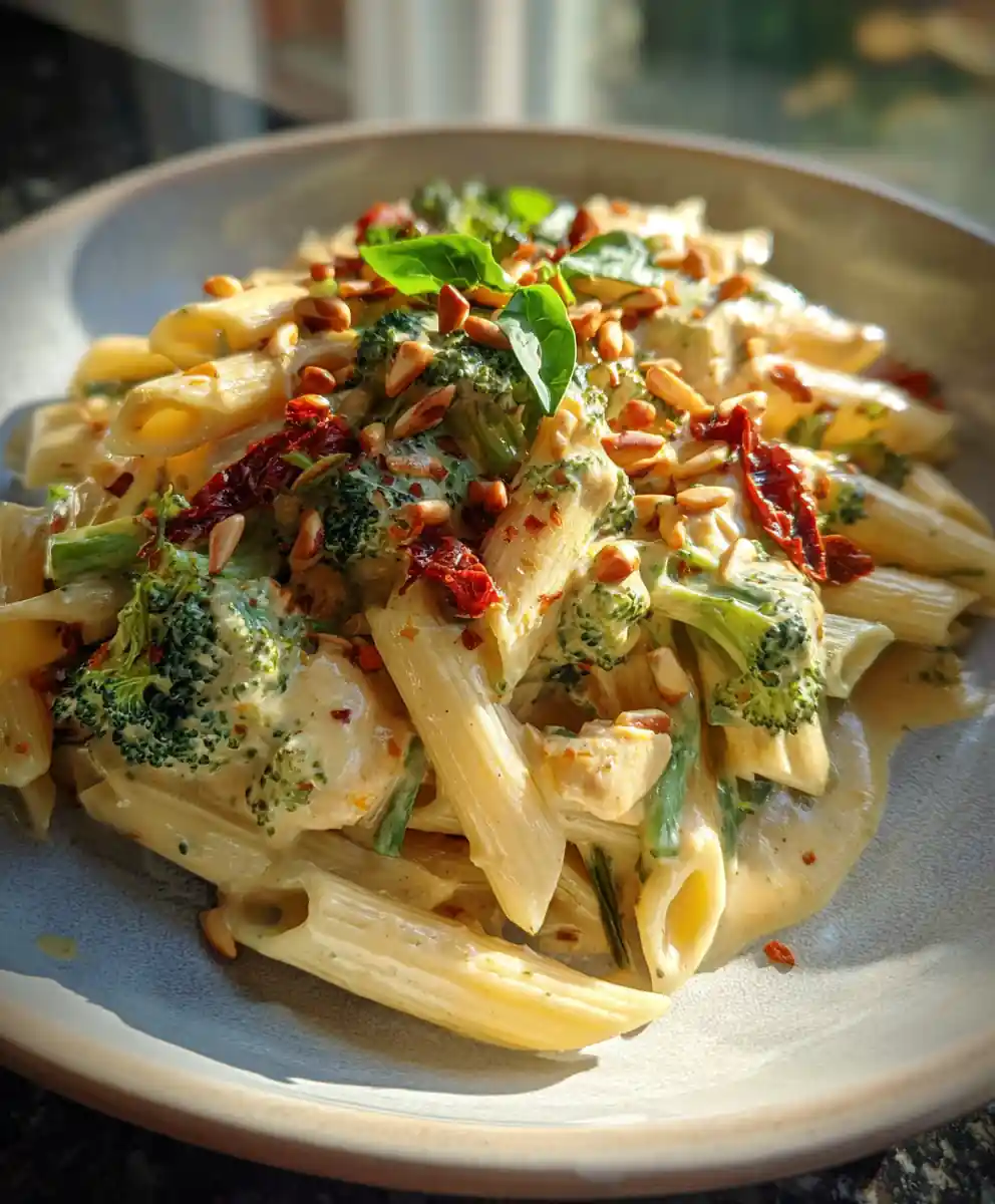Creamy Broccoli Chicken Penne With Sun Dried Tomato Swirl 5 Creamy Broccoli Chicken Penne with Sun Dried Tomato Swirl
