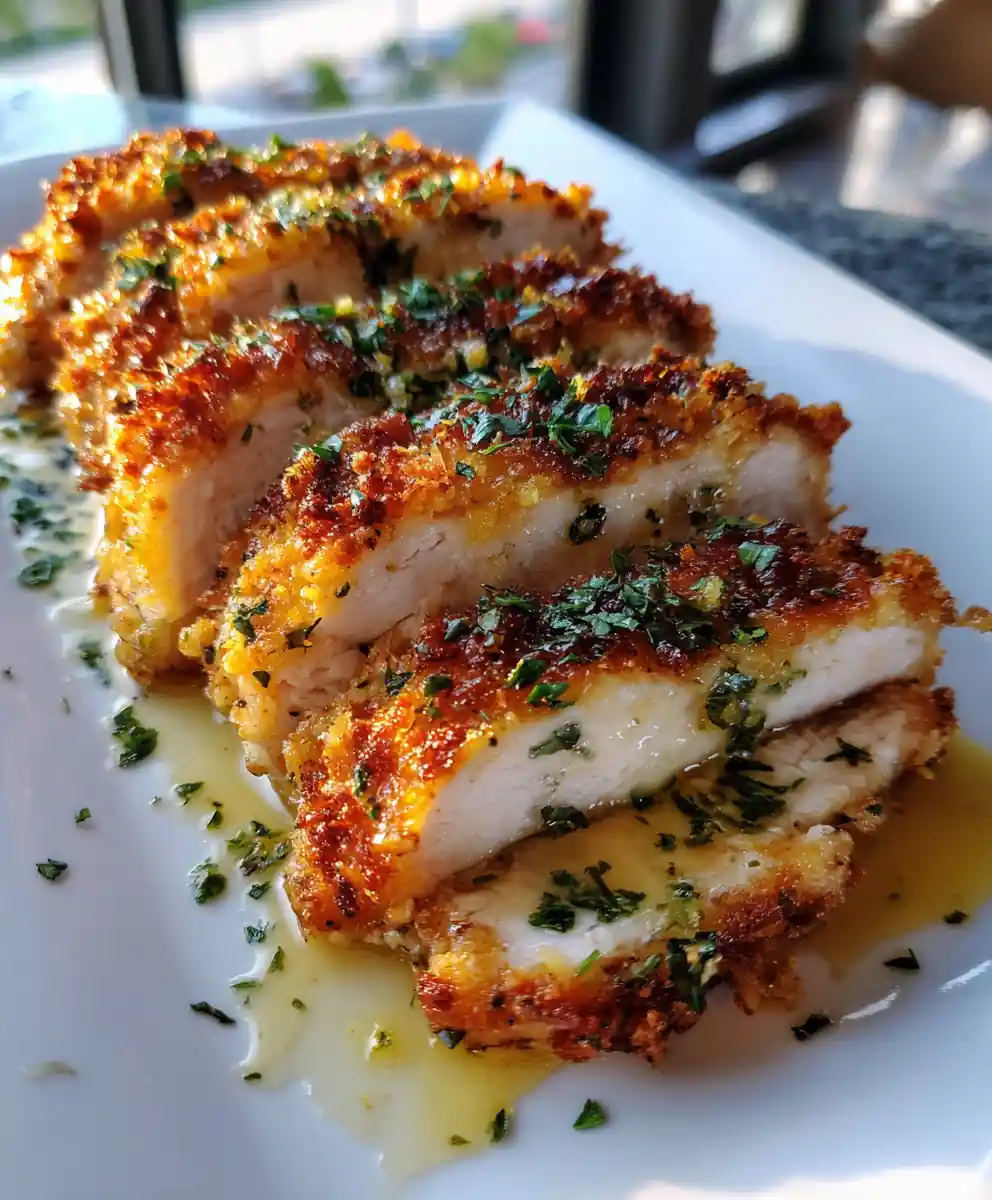 Crispy Herb Infused Cheese Crusted Chicken With Lemon Garlic Butter Center 5 Crispy Herb Infused Cheese Crusted Chicken with Lemon Garlic Butter Center