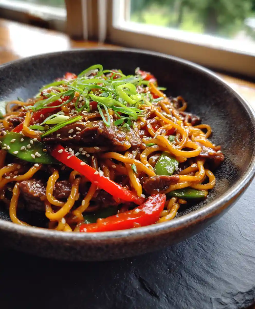 Ginger Sesame Beef Lo Mein With Caramel Glaze 5 Ginger Sesame Beef Lo Mein with Caramel Glaze