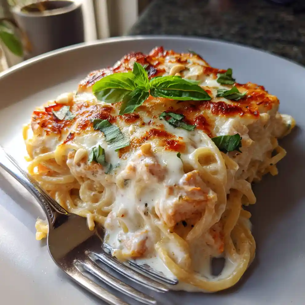 Monterey Style Chicken Spaghetti With Roasted Red Pepper Cream Swirl 4 Monterey Style Chicken Spaghetti with Roasted Red Pepper Cream Swirl