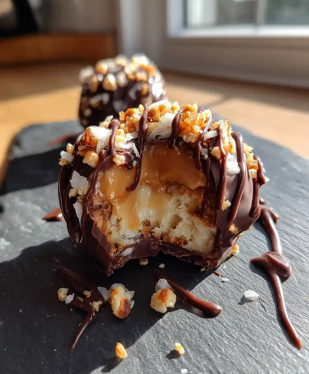 Peanut Butter Cottage Cheese Snickers Bites With Dark Chocolate Ganache 5 Peanut Butter Cottage Cheese Snickers Bites with Dark Chocolate Ganache