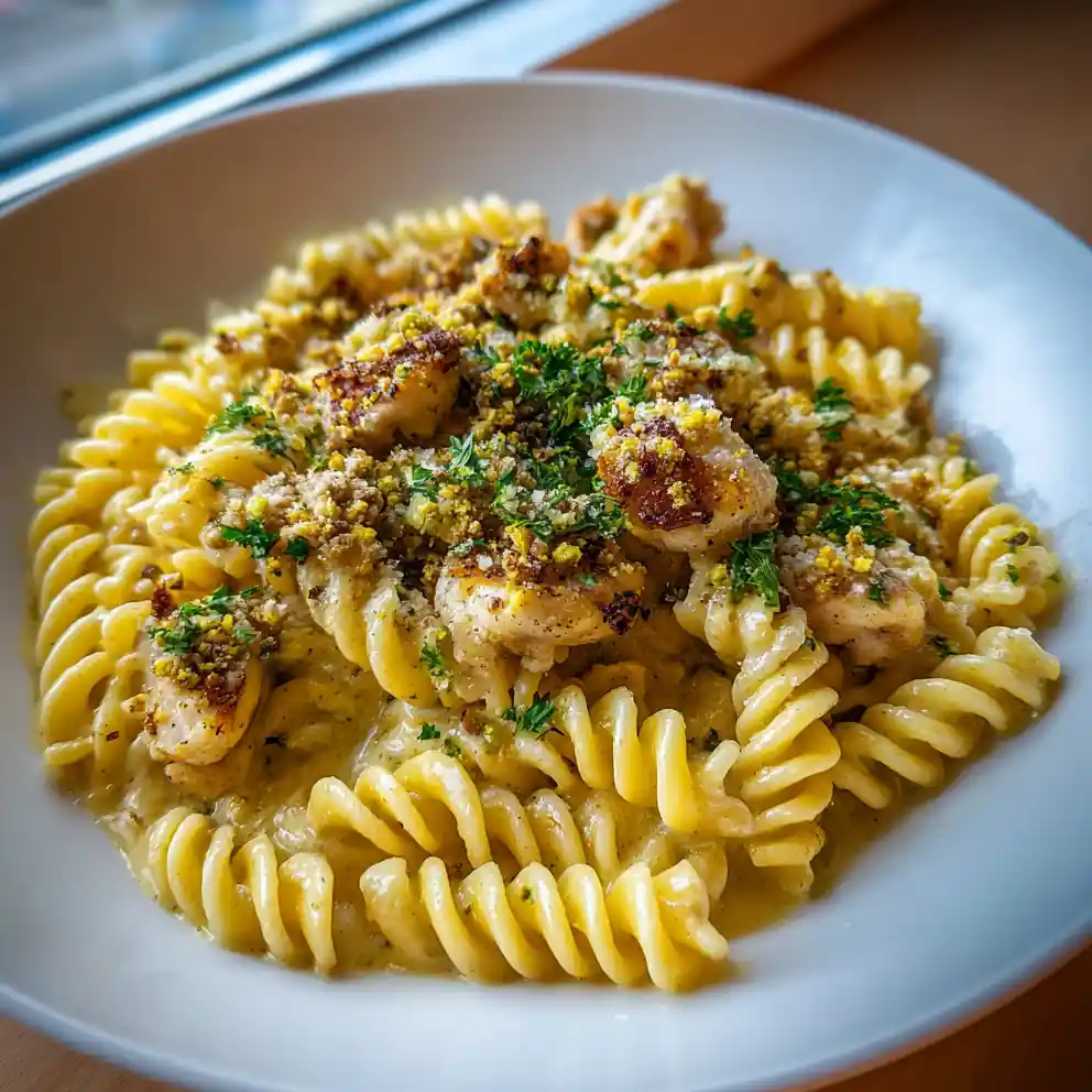 Saffron Infused Creamy Garlic Parmesan Chicken Over Twisted Pasta 4 Saffron Infused Creamy Garlic Parmesan Chicken over Twisted Pasta