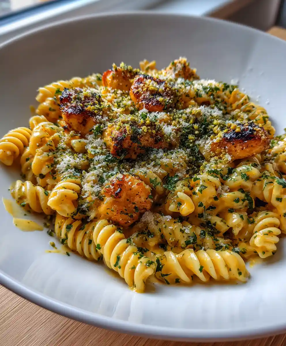 Saffron Infused Creamy Garlic Parmesan Chicken Over Twisted Pasta 5 Saffron Infused Creamy Garlic Parmesan Chicken over Twisted Pasta