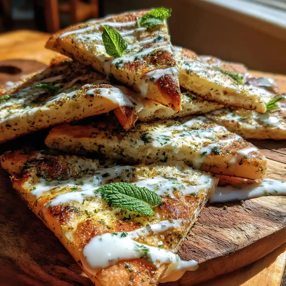 Za'Atar Swirled Cottage Cheese Flatbread With Lemon Yogurt Drizzle 4 Za'atar Swirled Cottage Cheese Flatbread with Lemon Yogurt Drizzle