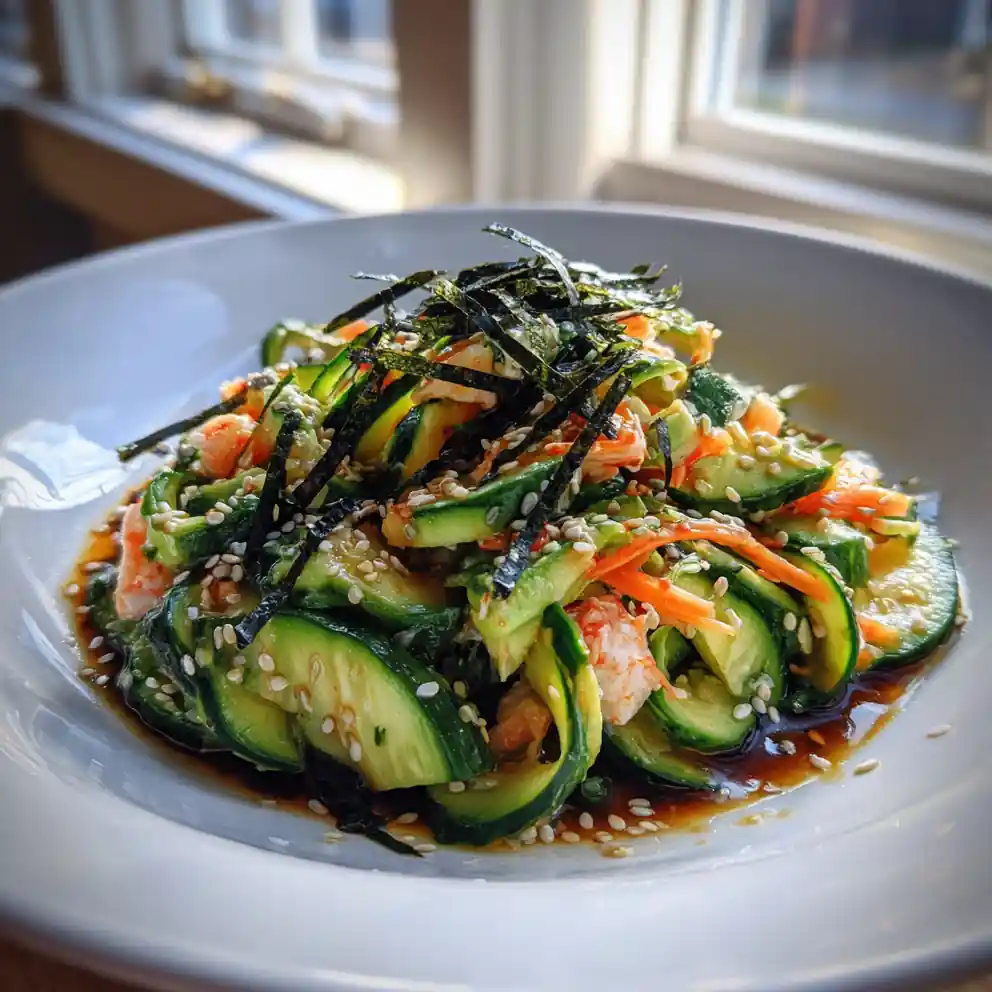 California Roll Cucumber Salad With Sesame Miso Drizzle 4 California Roll Cucumber Salad With Sesame Miso Drizzle
