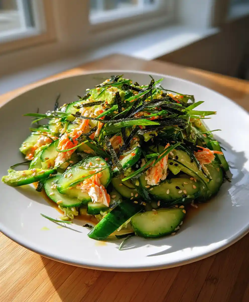 California Roll Cucumber Salad With Sesame Miso Drizzle 5 California Roll Cucumber Salad With Sesame Miso Drizzle