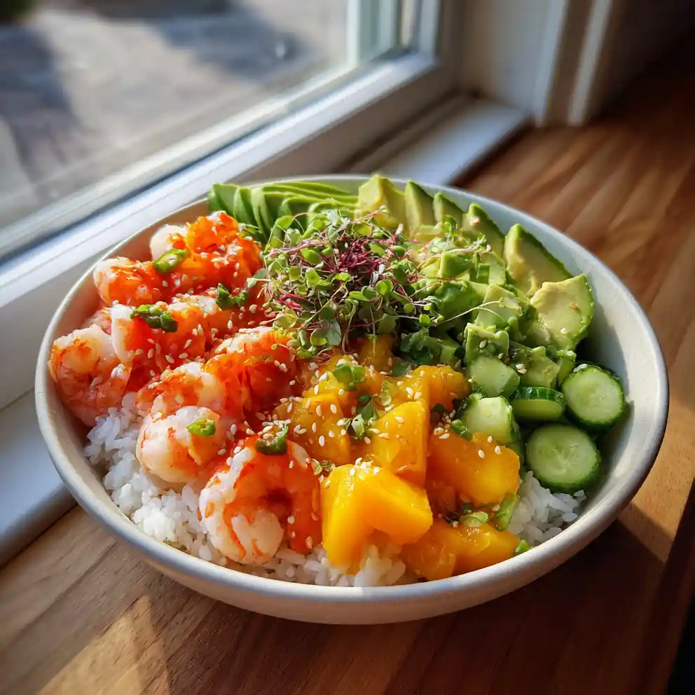 Mango Jalapeño California Roll Sushi Bowls With Lime Cilantro Drizzle 4 Mango Jalapeño California Roll Sushi Bowls With Lime Cilantro Drizzle