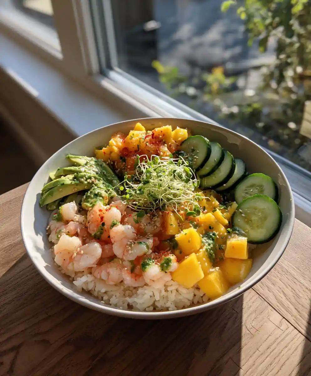 Mango Jalapeño California Roll Sushi Bowls With Lime Cilantro Drizzle 5 Mango Jalapeño California Roll Sushi Bowls With Lime Cilantro Drizzle