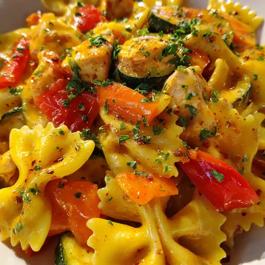 Cheesy Chicken Bowtie Pasta With Roasted Veggies Delight 4 Cheesy Chicken Bowtie Pasta With Roasted Veggies Delight