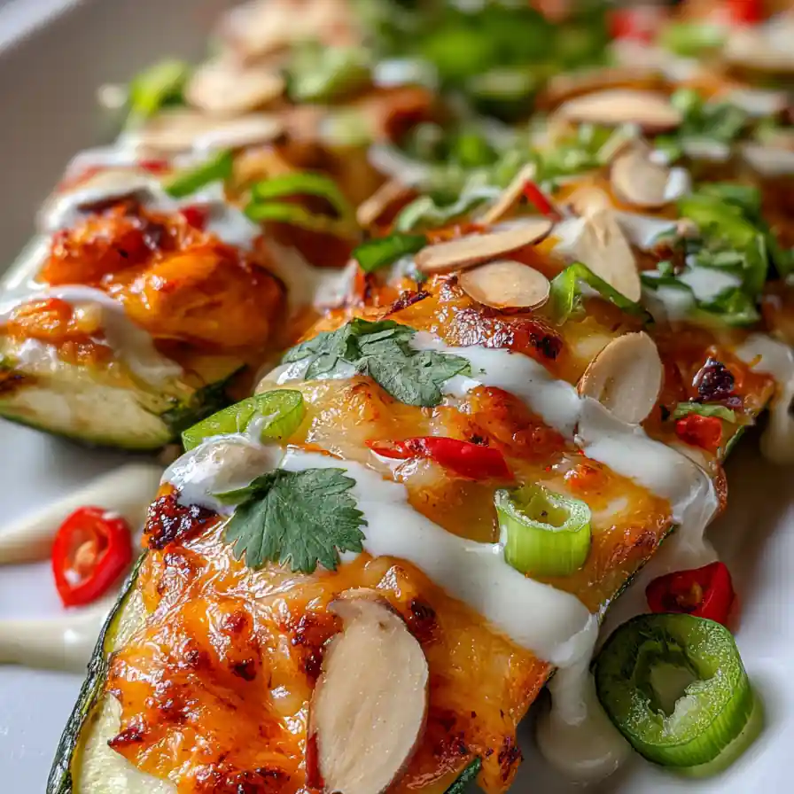 High Protein Buffalo Chicken Stuffed Zucchini Boats 4 High Protein Buffalo Chicken Stuffed Zucchini Boats