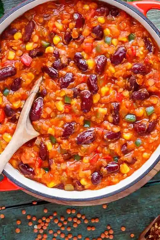 Würziges Chili sin Carne mit roten Linsen 3 Recipe image