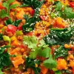 Aromatische Linsen-Curry-Pfanne mit Süßkartoffel und Spinat 4 Aromatische Linsen-Curry-Pfanne mit Süßkartoffel und Spinat