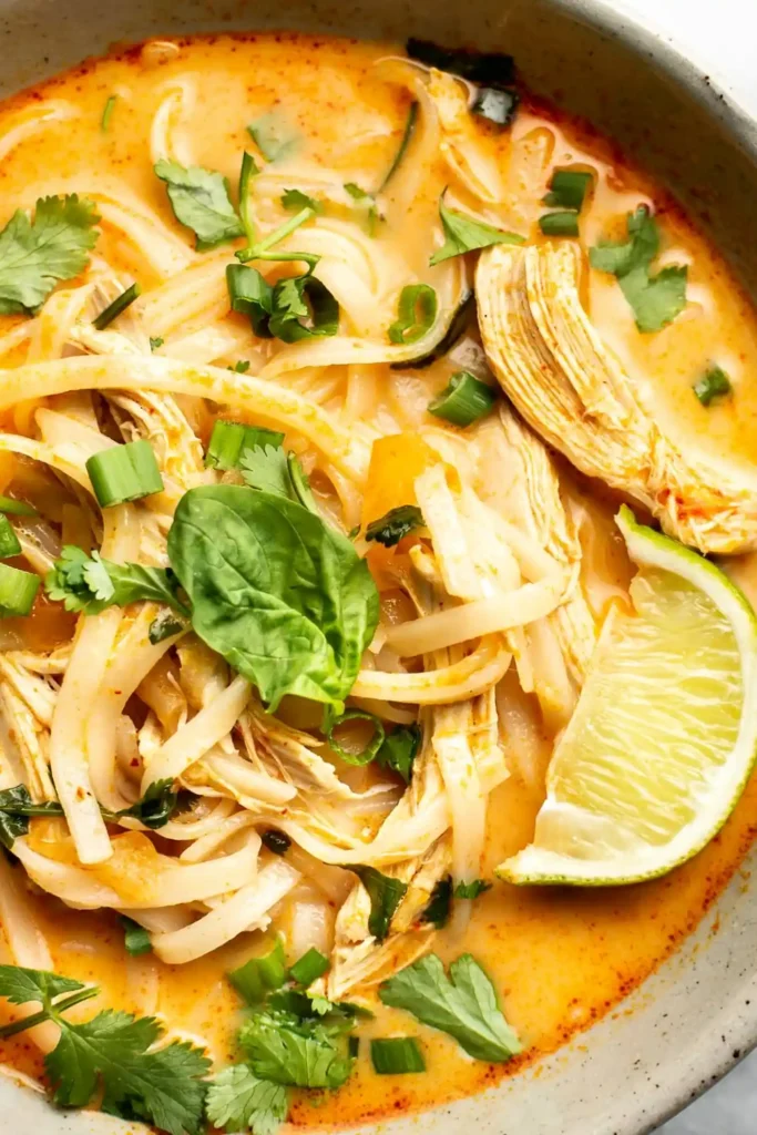 Schnelle Thai-Hühnercurry-Suppe mit Kokosmilch