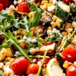 Gegrillter Zucchini-Salat mit Mais und Tomaten 4 Gegrillter Zucchini-Salat mit Mais und Tomaten