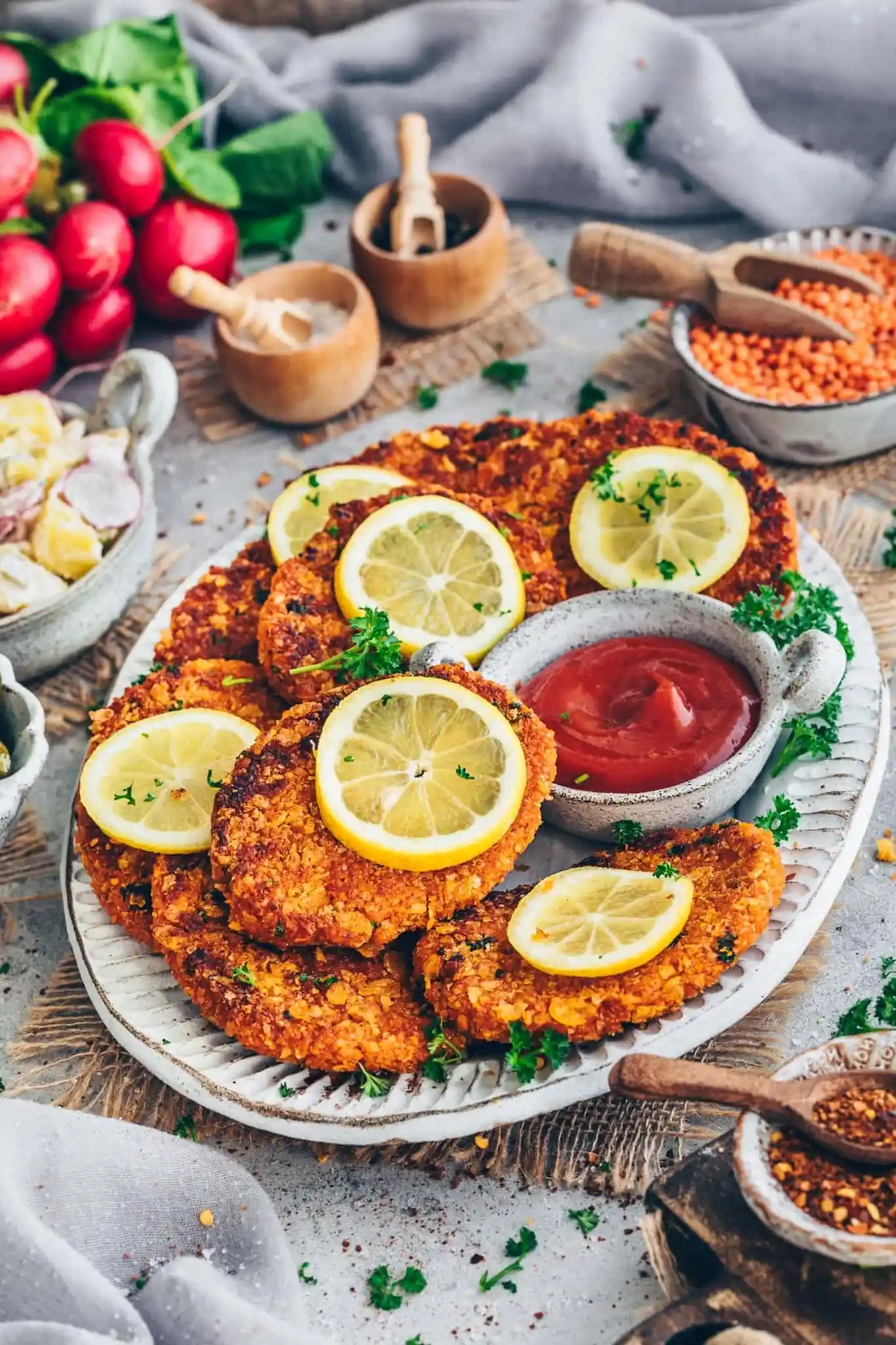 Knusprige Linsenschnitzel aus roten Linsen selber machen 3 Recipe image