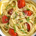 Spaghetti Aglio e Olio mit frischen Tomaten und Basilikum 4 Spaghetti Aglio e Olio mit frischen Tomaten und Basilikum
