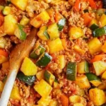 Herzhafte Kartoffel-Zucchini-Pfanne mit Rinderhackfleisch 4 Herzhafte Kartoffel-Zucchini-Pfanne mit Rinderhackfleisch