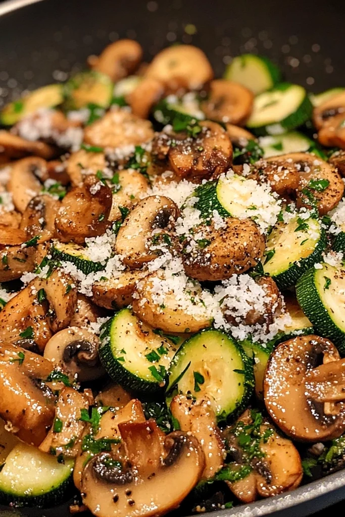Herzhafte Pfannen-Zucchini mit Champignons 3 Herzhafte Pfannen-Zucchini mit Champignons